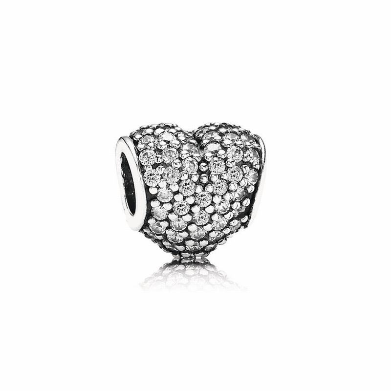 Pandora Pavé Heart Charm Ireland - Sterling Silver/Cubic Zirconia - 346201LXD